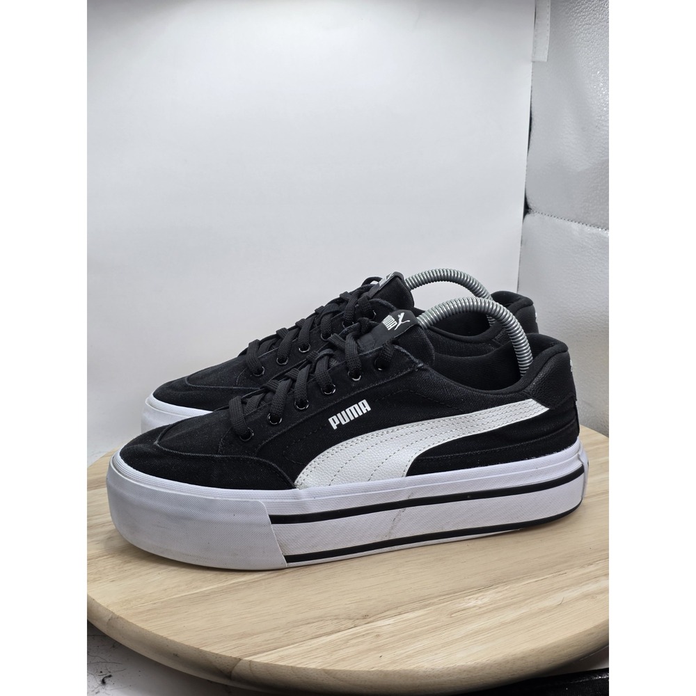 Womens Size 10 - PUMA Court Classic Vulc Platform Black Sneakers Casual Shoes